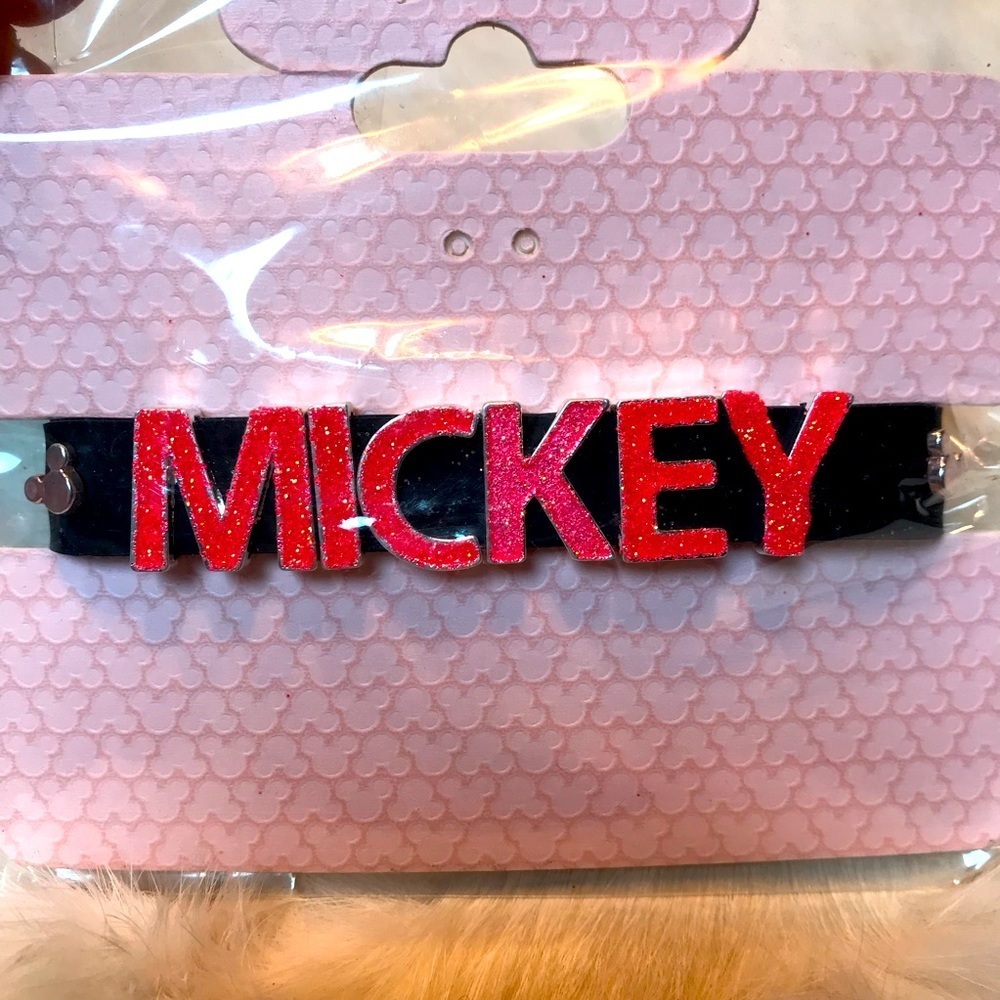 NEW Disney Parks Mickey Sparkle Charm Bracelet Red